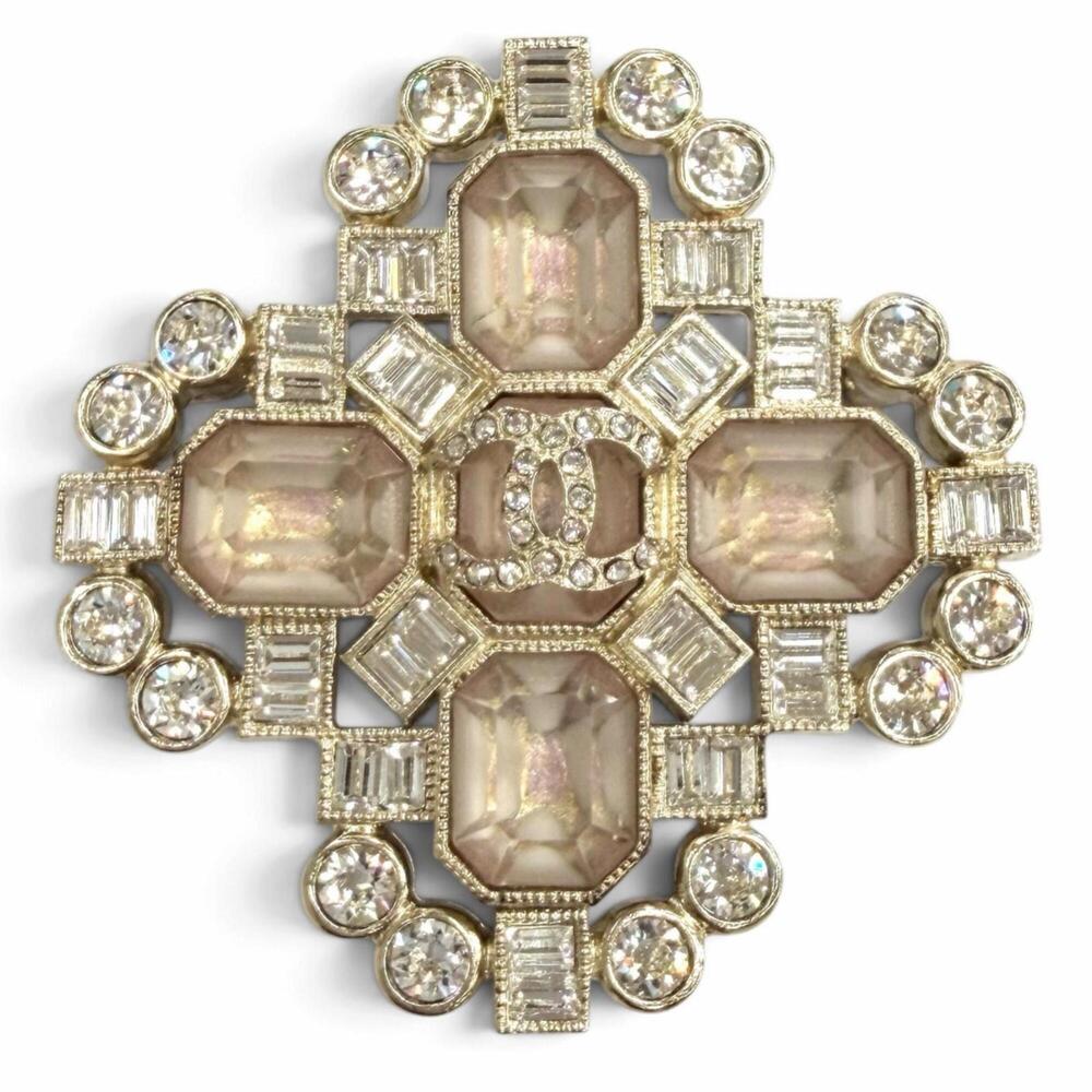 CHANEL Silver Logo Brooch